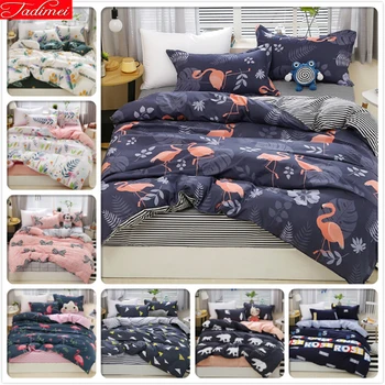 

Flamingo Stripe Duvet Cover 3/4 pcs Bedding Set Adult Kids Child Soft Bed Linen Single Double Queen King Size Bedspreads 180x220