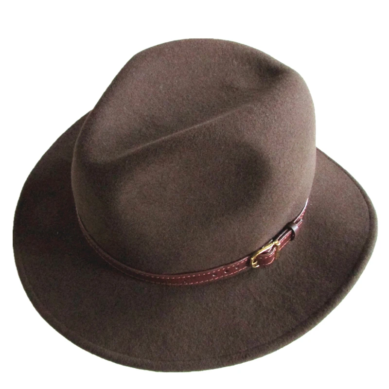 Brown Unisex Wool Felt Cowboy Western Outback Adventurer Hat UK Brand
