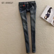 Winter Warm thick velvet skinny boyfriend jeans woman Plus size ripped demin trousers Skinny ladies pencil jeans Femme Pantalon
