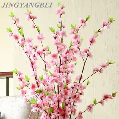 

Hot sale 120cm 60 head Peach Cherry Plum blossom simulation flower Home decoration wholesale 5 colors