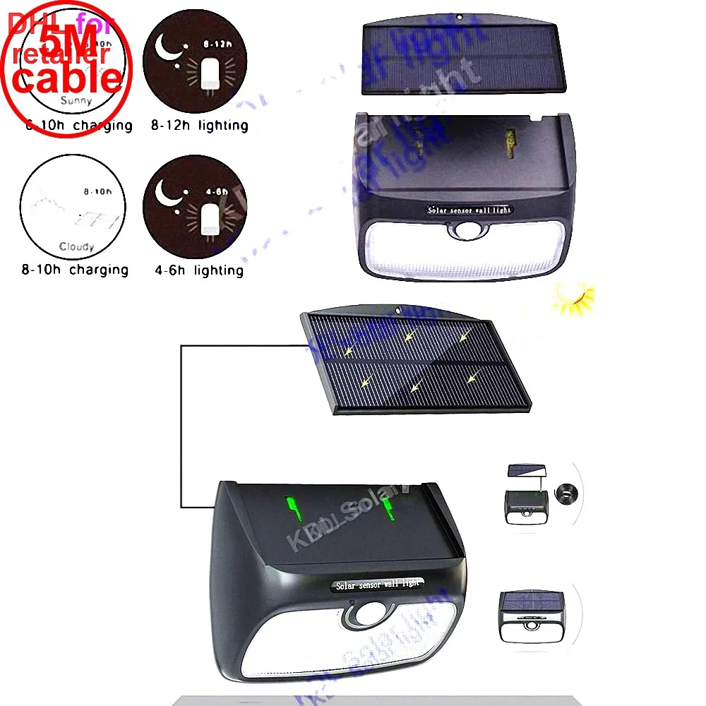 48 Светодиодный 900lm солнечный свет в помещении PIR motion радар умный светодиодный смарт-переключатель ip65 водостойкая уличные бордовый 5 м кабель для программирования в Уличный настенный светильник Открытый л