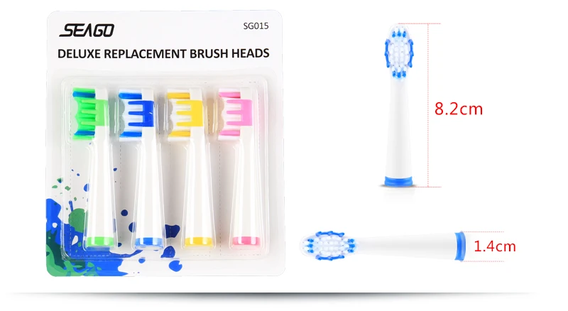 SEAGO оригинальная межзубная головка, зубная сменная щетка, головка из мягкой нейлоновой щетины Dupont, электрическая щетка для глубокой очистки, SG015