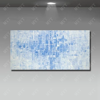 

Blue Palette Knife Painting Modern Living Room Wall Decor Modern Canvas Art Hand Painted Wall Pictures New Design No Framed