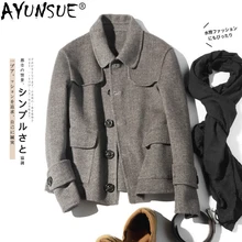 AYUNSUE, двухстороннее шерстяное пальто для мужчин, британская повседневная шерстяная куртка, весенние короткие мужские пальто, пальто Abrigo Hombre LM18-1015, KJ1466