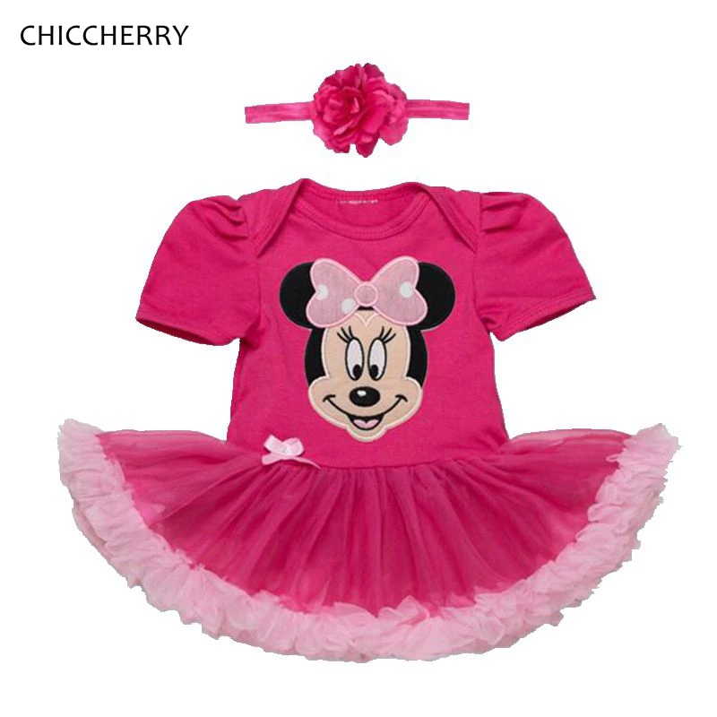 Hot Pink Minnie Baby Girl Birthday Dress Summer Infant Lace Tutu Set Bow Headband Robe De Bebe Toddler Party Outfit Kids Clothes Baby Girl Minnie Baby Girlminnie Baby Aliexpress