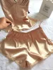 Lisacmvpnel PIJAMA New V-Neck rayon silk women's sleepwear spaghetti strap lace sexy pajama set ► Photo 3/6