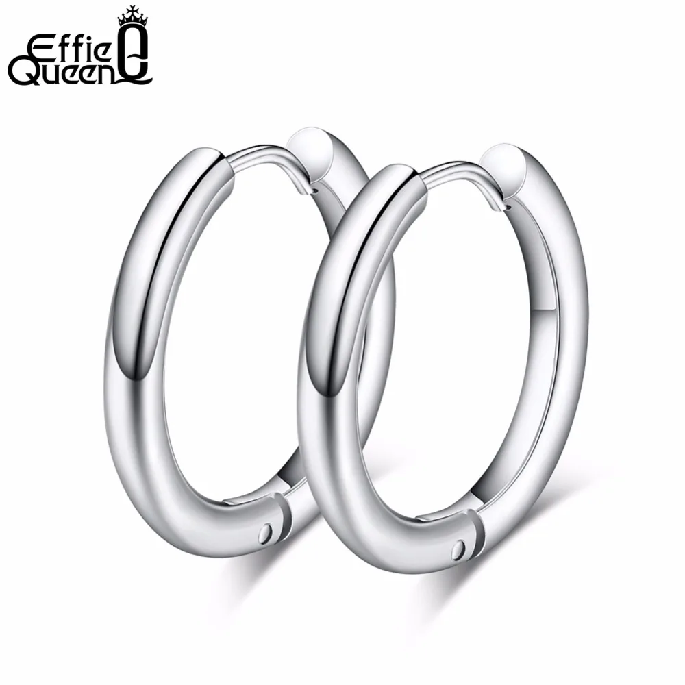 Effie queen новые серьги-кольца из нержавеющей стали для женщин и мужчин 23 мм круглые серебряные серьги унисекс модные ювелирные изделия DGTE101