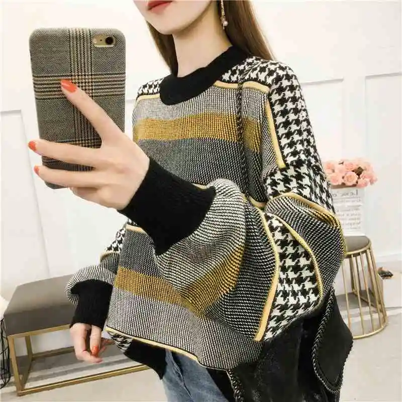 

2018 spring new Korean students loose fashion sweater women's round bottom sweater