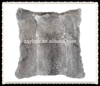 

Wholesale cheap price natural grey rabbit fur throw pillow real fur pillow case