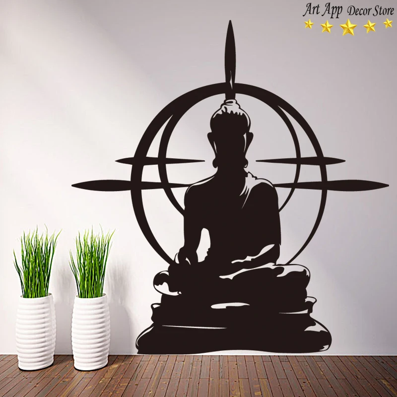 

Art new Design house decor Vinyl Buddha Wall Decals removable colorful home decoration cheap PVC Living room Sticker