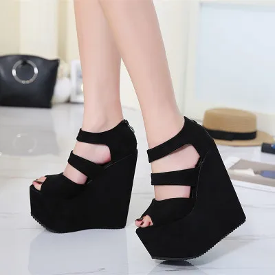 

Wedges Shoes Women Sandals Retro Open Toe Platform Female Sandals High Heels 17CM Roman Shoes Fish Mouth Casual Ladies Pumps