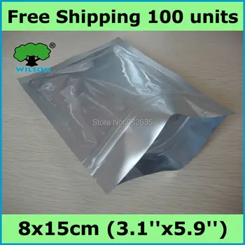 

Wholesale price 8x15cm 4 mils 100 -1000 PCS aluminum foil zip lock bag matte silver zipper top for long term food storage