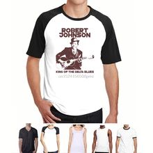 Мужская футболка с принтом, хлопковые футболки с круглым вырезом и коротким рукавом, Robert Johnson-King of the Delta Blues, женская футболка