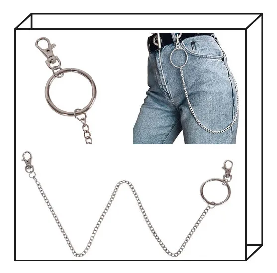 

New 1pc 65cm Long HipHop Key Chains Rock Punk Trousers Key Chain Hipster Street Big Ring Pant Jean Keychain Accessories