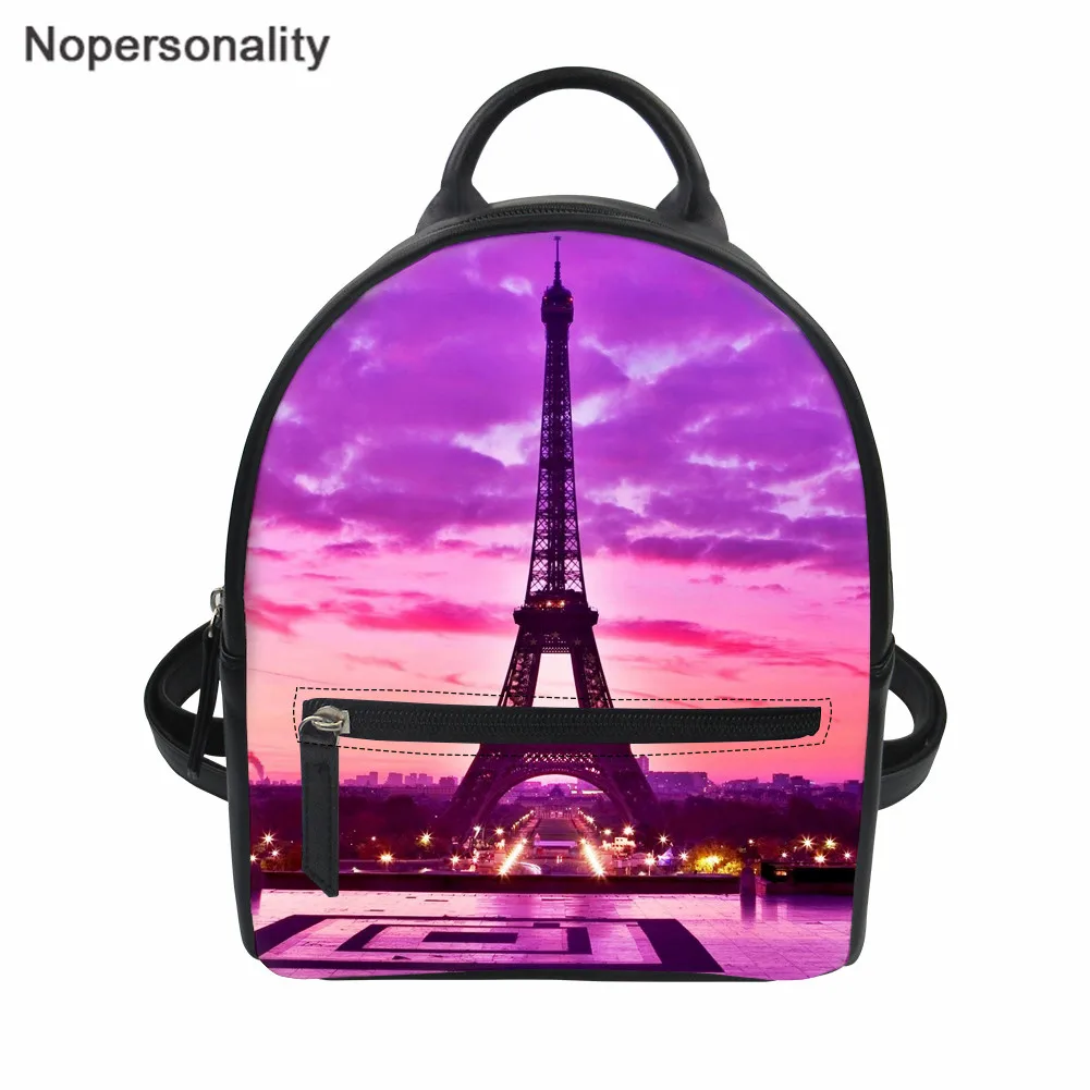 

Nopersonality Eiffel Tower Prints Women Small Backpack Teenager Mini School Bags Shoulder Bag Ladies Casual Travel Bag Pack