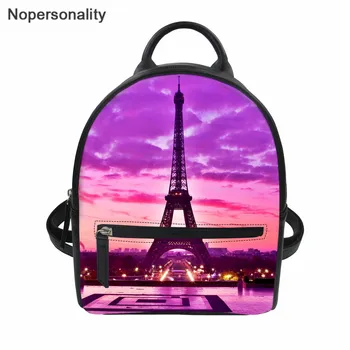

Nopersonality Eiffel Tower Prints Women Small Backpack Teenager Mini School Bags Shoulder Bag Ladies Casual Travel Bag Pack