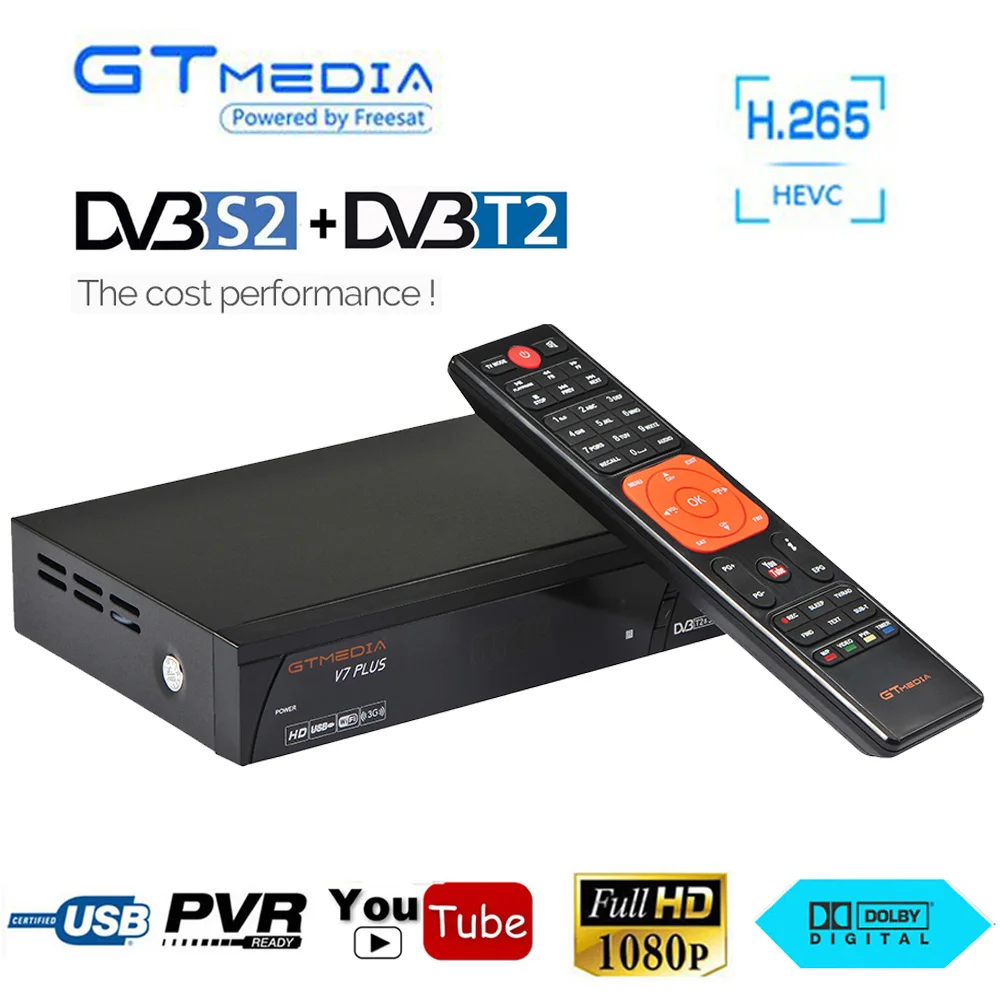 

GTMEDIA V7 PLUS Satellite Receiver DVB-S2 Terrestrial H.265 Digital USB Wifi HD Cccam Receptor Tuner Converter Decoder Youtube