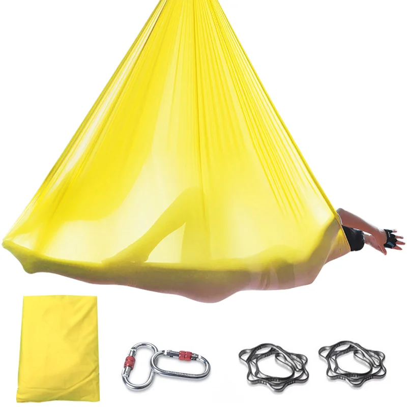 

High Strength Aerial Yoga Hammock Full Set 5Mx2.8M Aerial Yoga Swing Daisy Chain Carabiners Hanging Training Strap for yoga
