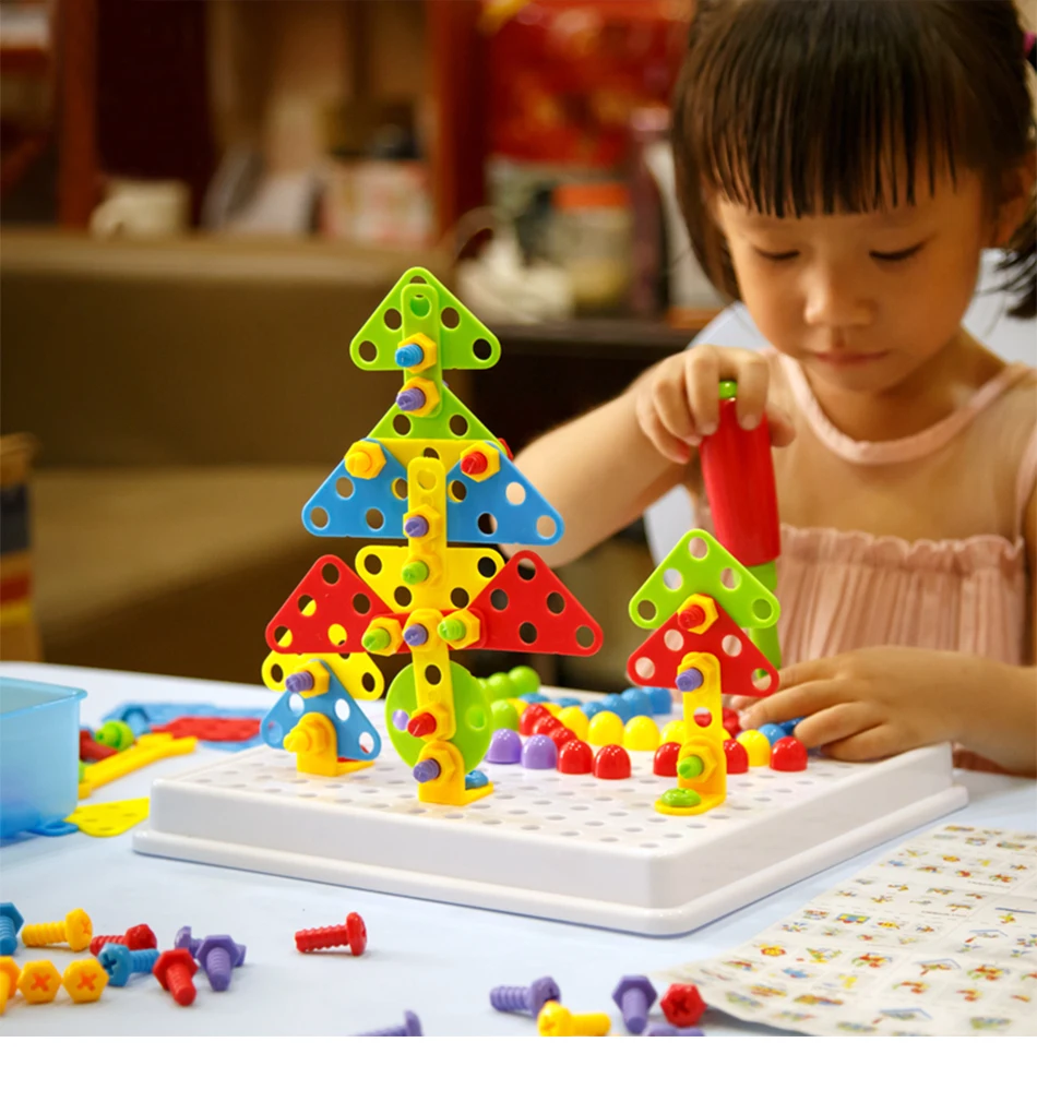 Развивающие игрушки для детей игрушечные дрели творческая Развивающая игра электрическая дрель винты головоломка в собранном виде мозаики дизайн здания безделушка