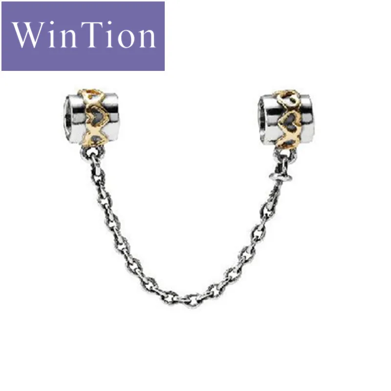 WinTion PAN оригинальный charm925 серебряный браслет фиксированный зажим анти-зачистки золотой узор в форме сердца Женская пара рождественские