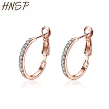 HNSP высококачественные маленькие серьги-кольца для женщин, женские кольца из розового золота, круглые серьги-кольца, ювелирные изделия E389