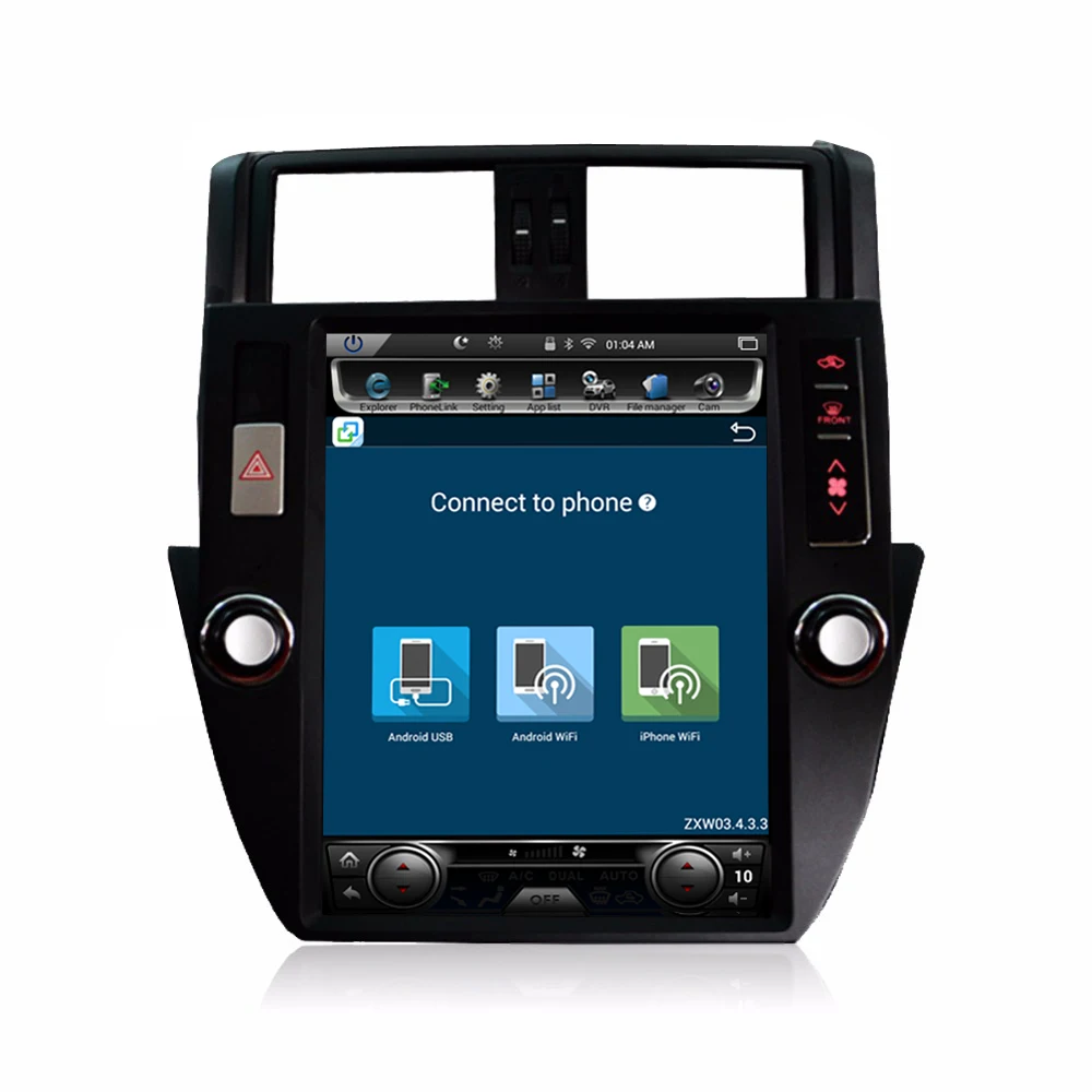 Sale 12.1"Tesla Vertical Screen Android 6.0 Car Radio DVD GPS Navigation for Toyota Land Cruiser Prado 2010-2013 Support 3/4G Network 1