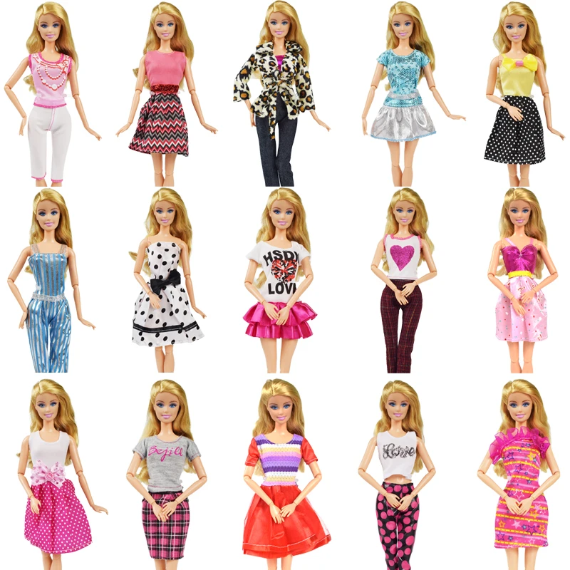 

10 Pcs/lot Mixed Random Style Handmade Doll Clothes Dress Accessories Pants Skirt Dress Clothes for 12 Inch Doll Accessories