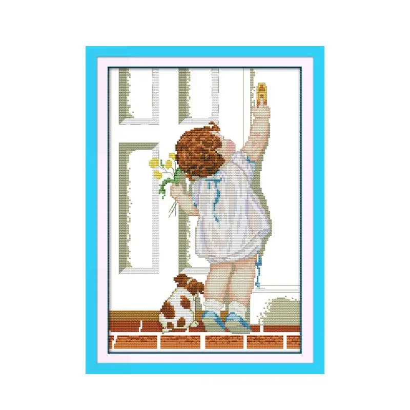 

Joy Sunday Character girl sewing embroidery cross set furniture embroidery decorative accessories handmade sewing paintings