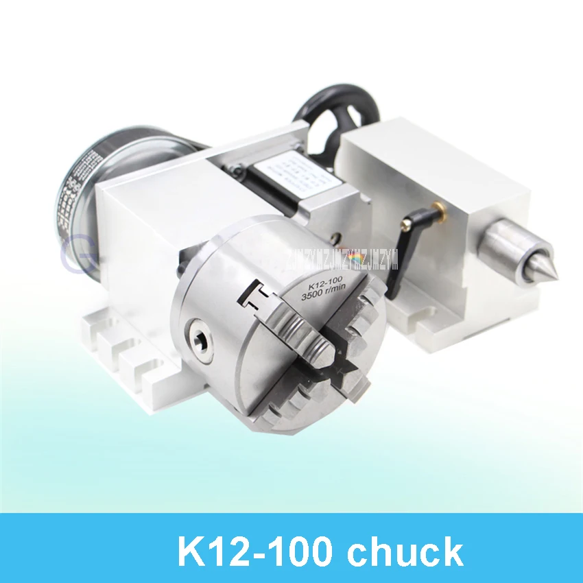 New Engraving Machine 4th Axis , A Axis/Rotating Axis CNC Indexing Head K12-100 4 Jaw 100MM Chuck Hollow Shaft With Tailstock New Engraving Machine 4th Axis , A Axis/Rotating Axis CNC Indexing Head K12-100 4 Jaw 100MM Chuck Hollow Shaft With Tailstock