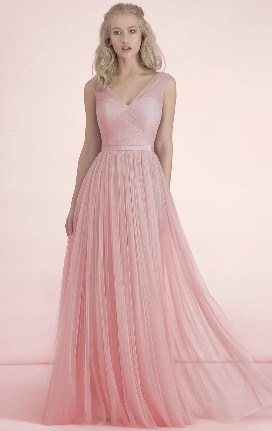 vestido longo rosa nude