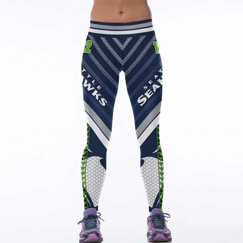 

3D Printed Usa Footballs Sporting Woman Fitness Pants Gymnastics Clothes Polyester/Spandex Striped High Waist Workout Legin