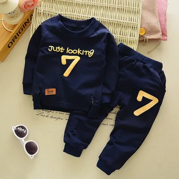 Spring Autumn Children Boys Girsls Clothing Cotton Long Sleeve Letter Sets Kids Clothes Tracksuit Baby T-Shirt Pants 2 Pcs/Suit 2