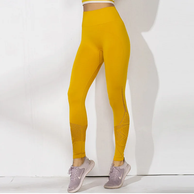 

NORMOV Fitness Women Leggings Fashion Hollow Out High Waist Elastic Push Up Ankle Length Spandex Leggin Solid Workout Leggings