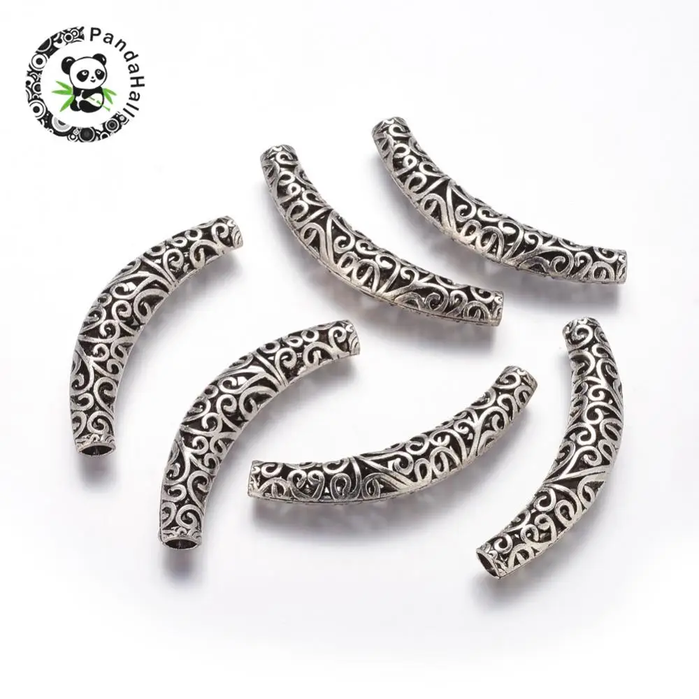 Tibetan Silver Hollow Beads Lead Free Cadmium and Nickel Curved Tube Antique about 66mm long 12mm wide | Украшения и аксессуары