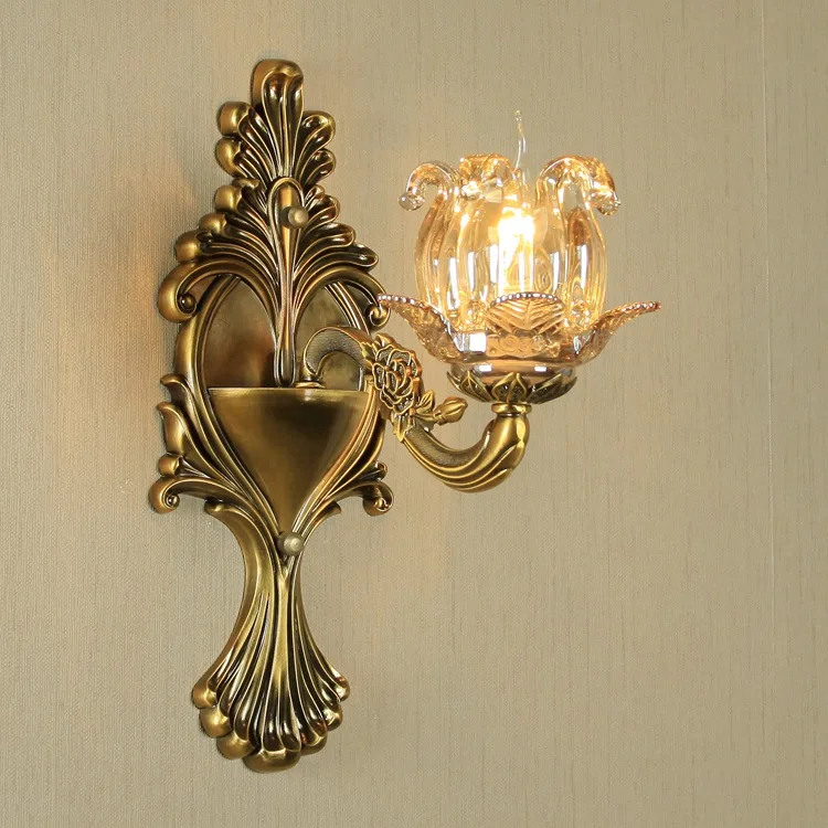 All Copper Living Room Retro Wall Lamp Bedroom Creative Candle Crystal Lamp Corridor Lamp antique bronze wall lights led All Copper Living Room Retro Wall Lamp Bedroom Creative Candle Crystal Lamp Corridor Lamp antique bronze wall lights led