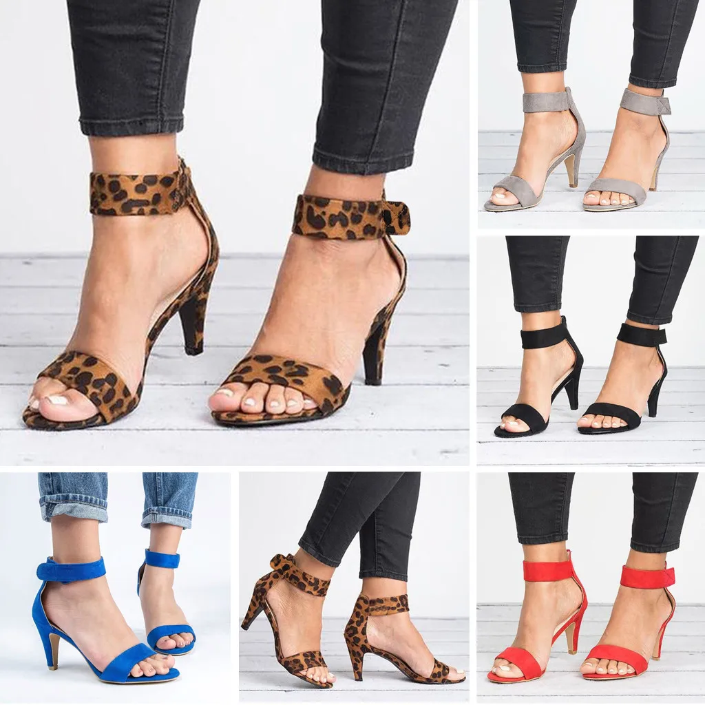 

Women's Sandals Fashion Thin High Heels Sandals Summer Ankle Strap Ladies Pumps Roman Casual Ladies Shoes Size 35-43 T9#