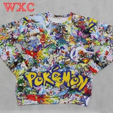 Pinted 3D Pikachu Pokemon Pullovers de Manga Larga Mujeres Sudadera Con Capucha Cosplay Anime Tee Tops de Dibujos Animados Sudaderas Fresco Ropa de La Escuela WXC