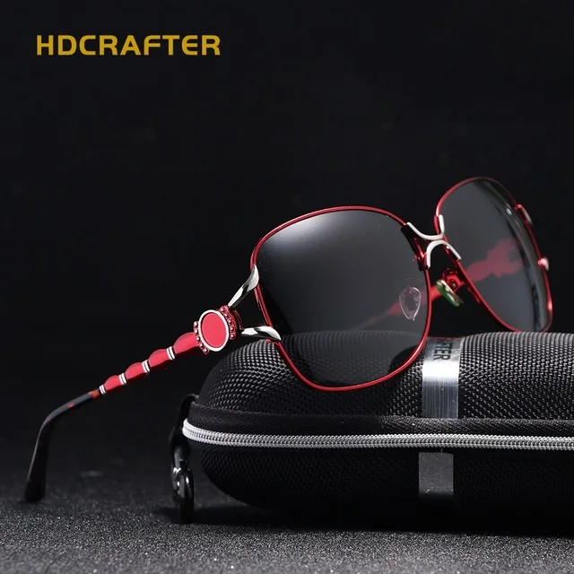 

HDCRAFTER Polarized Sunglasses Women Luxury Alloy Female Eyewear Retro Ladies Oculos De Sol Brand Shades Girls UV400 With Case