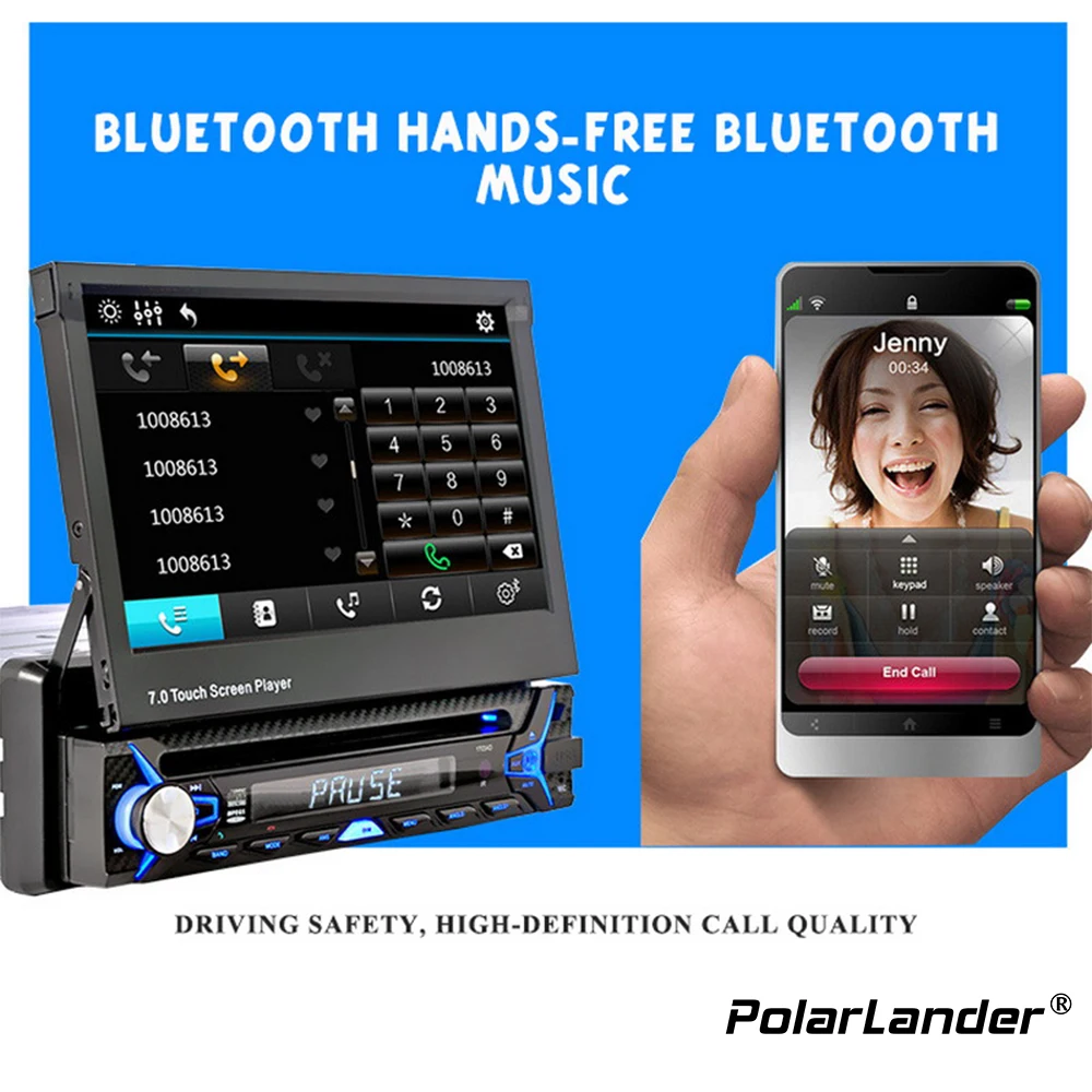 Perfect Auto Multimedia Autoradio 1 Din Car Video MP5 Player 7 Inch HD Touch Screen Bluetooth FM Radio European GPS Map USB Mirror link 5