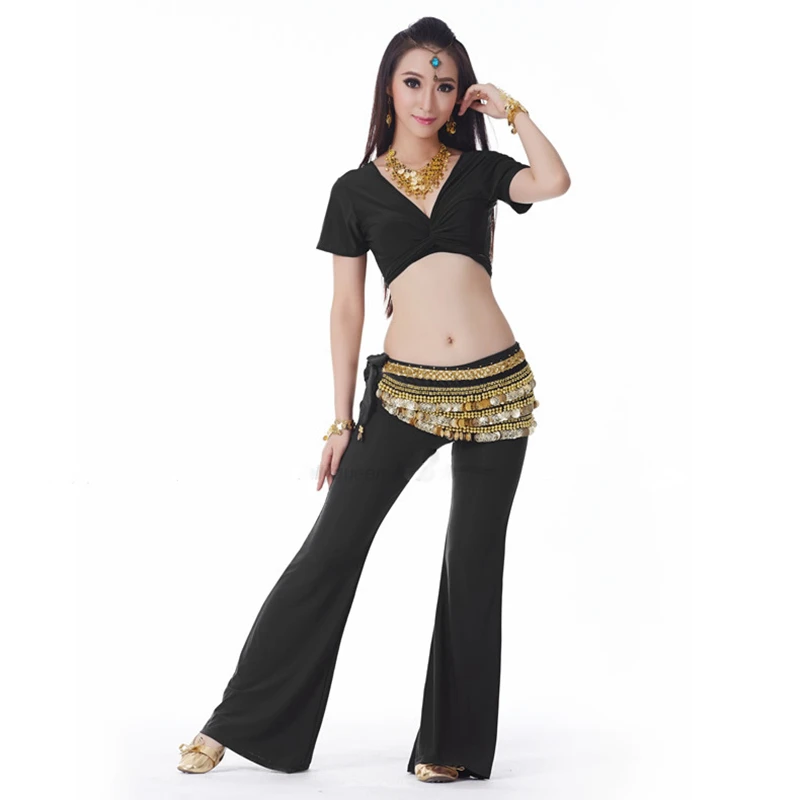 

9 Colors Cheap Belly Dance Clothing Women Dancewear Suit for Practice for Belly Dance Top Belt Pants Costumes