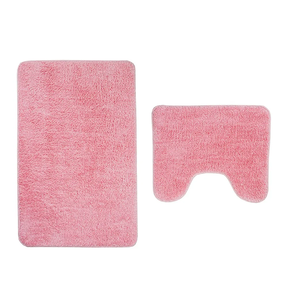 Zeegle 2 шт коврики для ванной, набор мохнатых ковриков для ванной комнаты, коврики для ванной, коврики для ванной комнаты, Нескользящие Коврики для ванной комнаты, коврики для ванной комнаты - Цвет: Pink