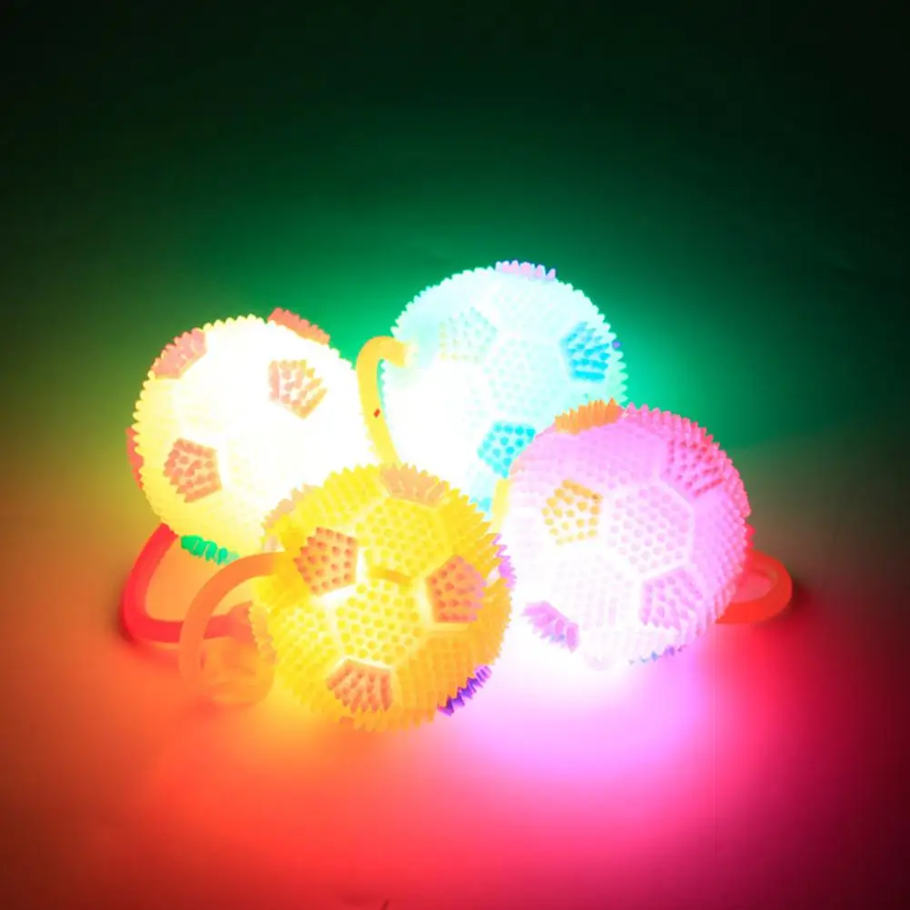 

HobbyLane LED Flashing Football 1PCs Shape Spiky Bouncy Ball with Rope Sound Toy for Kids Random Color