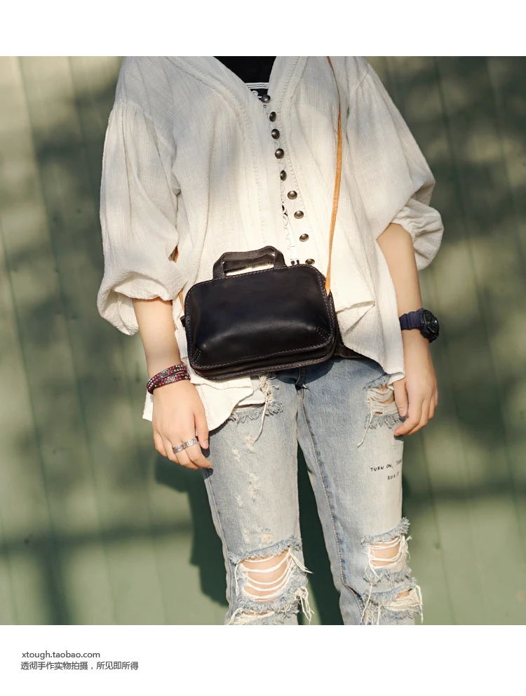 Весенне-летняя мини-сумка-мессенджер из коровьей кожи ручной работы в стиле ретро, маленькая переносная сумка для телефона, женская сумка в японском стиле