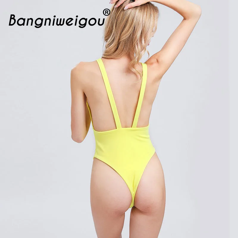 Bangniweigou Women Sexy Beach Wear Deep V Neck Strappy Bodysuit Plain Slim Stretch Leotard Top Jumpsuit Jumpsuits and Playsuits