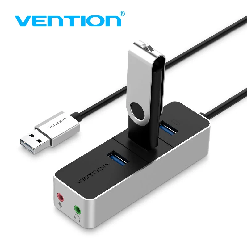 

Vention USB 2.0 Hub with USB Sound Card Splitter External 3.5mm USB Audio Adapter USB Hub for Macbook PC Laptop Tablet Computer