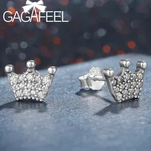 GAGAFEEL 925 Серебряные циркониевые серьги для женщин элегантные заколдованные короны серьги-гвоздики S925 Стерлинговое серебро ювелирные изделия