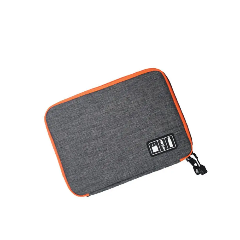 EastVita Double-layer Data Cable Storage Bag iPad Mobile Phone Accessories Multi-Function Electronic Storage Case - Color: Large gray