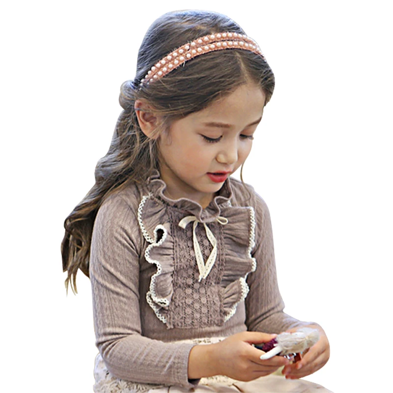 Girl Lace Shirt Princess High Quality Ruffle Callor Blouse Baby Girl Clothes Cotton Tops Spring Autumn Winter Children Clothing