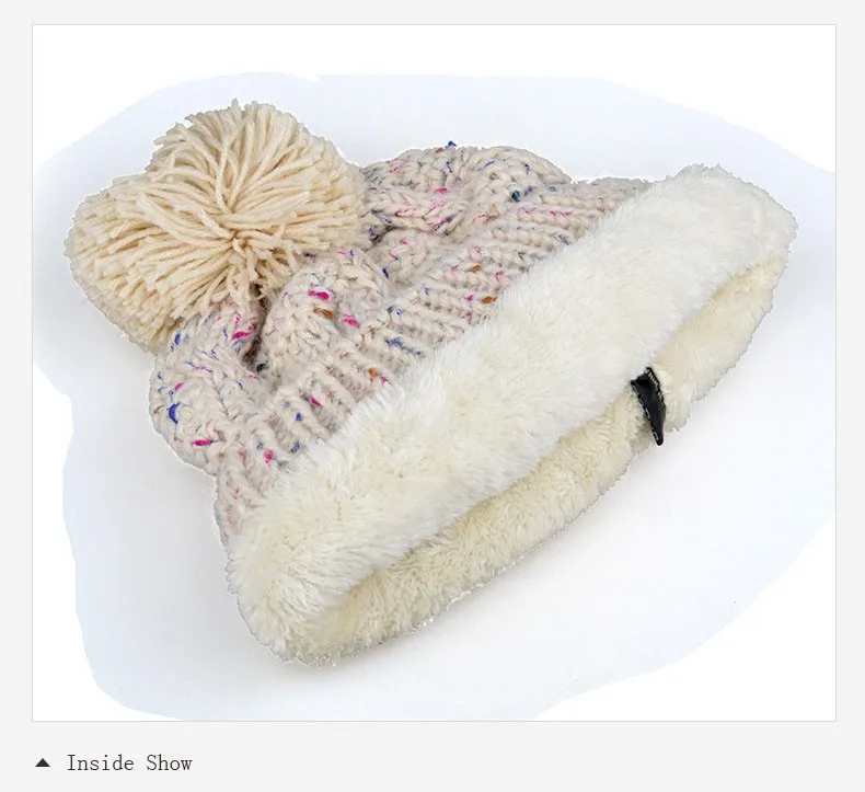 2015 New Autumn and Winter Thick Warm Solid Knit Women Hat Female Cap with lint (17)