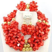 Mustard Yellow African Coral Bead Necklace Set Chunky Fashion Beads Jewelry Set Handmade Style CR301